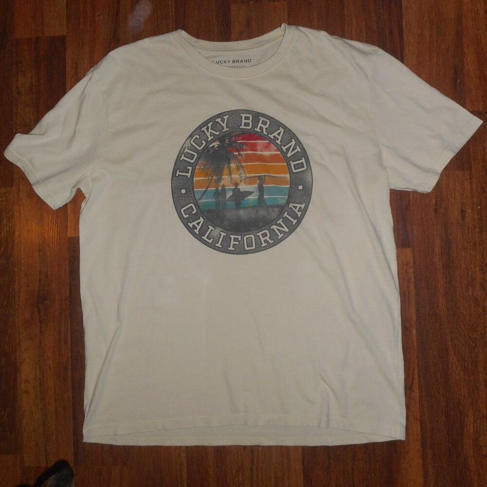 NWT Lucky Brand Men's vintage retro surf print tee, size Large